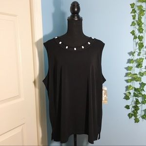 NWT TanJay Black Sleeveless Blouse Size 3X